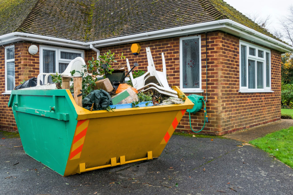 rubbish skip outside a home